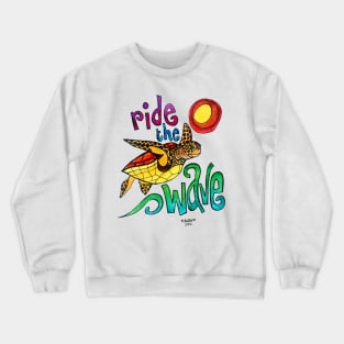 Ride the Wave: Whimsical Sea Turtle Watercolor Illustration Crewneck Sweatshirt